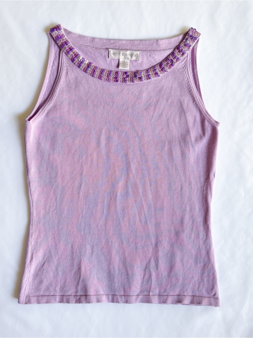 Vintage Y2K Silk Nylon Sequin Purple Tank Top - Picture 2 of 8